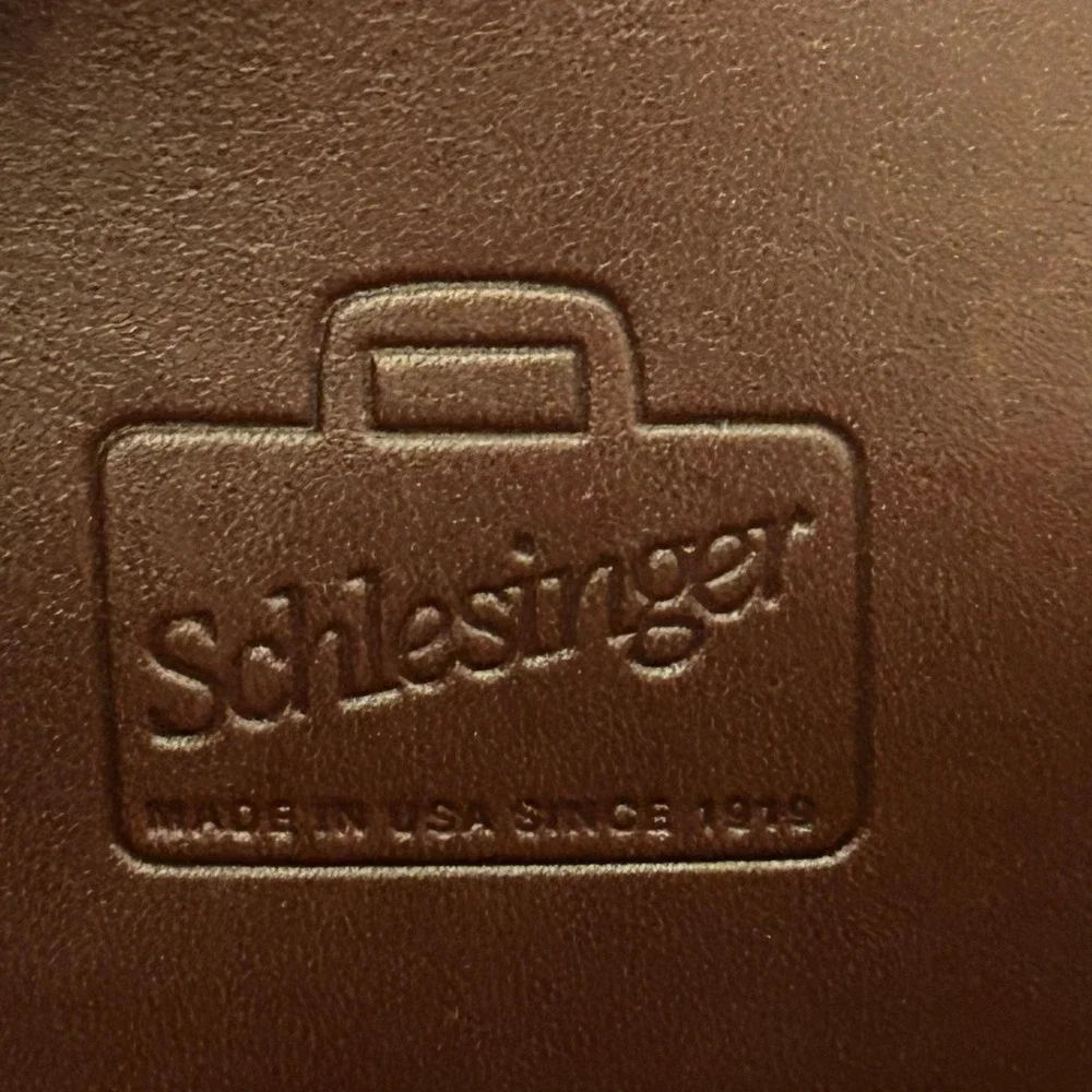 Schlesinger Bag Brown Leather Business Case Shoulder Briefcase Law USA Vintage